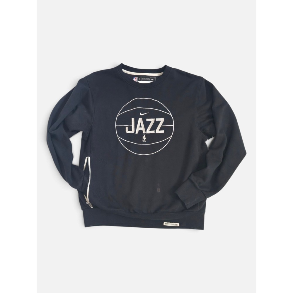 NBA Nike Dri Fit Men's Black Utah Jazz Sweatshirt Standard Issue Side Zip Small